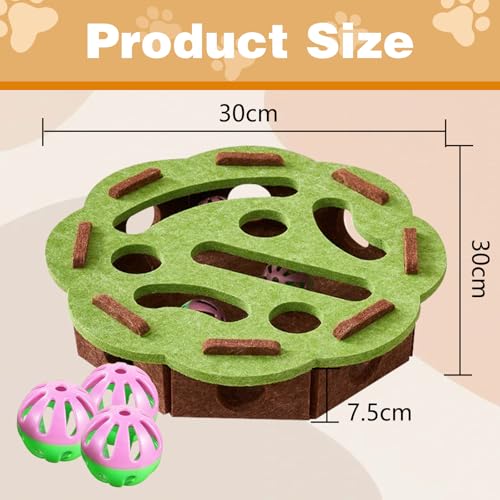 Cat Scratch Puzzle Enrichment Box, Cat Nail File Enrichment Box, Interactive Mental Cats Felt Maze Boxes Puzzle Kittern Toy with Bell for Indoor Pet Cats Games Scratching and Hunting