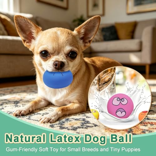 Latex Dog Chewing Squeaky Ball Toys Face Fetch Play Toy for Puppy Small Medium Pets Dog Toys (6 PCS) - color: 6 PCS