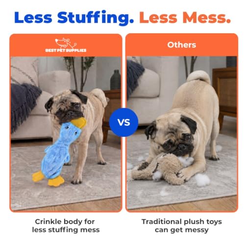 Best Pet Supplies Interactive Squeaky Dog Toy - Crinkle Duck, Blue - color: Crinkle Duck (Blue), size: Large