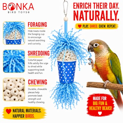 Bonka 2355 Spotty Sola 11" Natural Bird Foraging Toy (Blue) - color: Blue