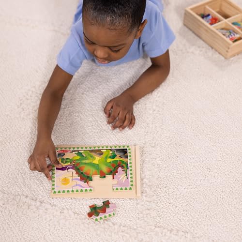 Melissa & Doug 4-in-1 Wooden Dinosaur Puzzles, 48-Piece Jigsaw Puzzle Set - style: Dinosaurs