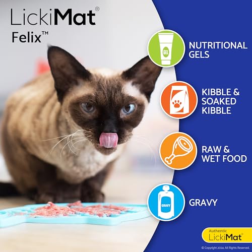 Lickimat Casper & Felix, Fish-Shaped Cat Slow Feeders Lick Mat, Boredom Anxiety Reducer; Perfect for Food, Treats and Anxiety Reduction. (Orange & Turquoise) - color: Orange & Turquoise
