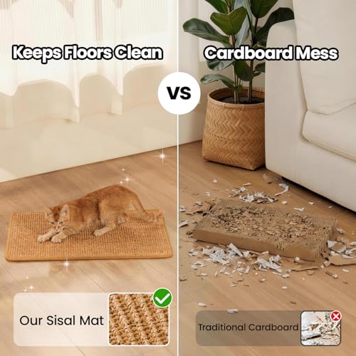 Conlun Cat Scratching Pad, 27.5x35.4in Sisal Mat Couch Protector - color: Brown, size: 1 Pack-XL (35.4'' X 27.5")