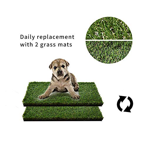 HQ4US 4LEGS Dog Grass Pad with Tray, Dog Litter Box with Artificial Grass - size: S 23”×16” for Dog＜ 19" Length