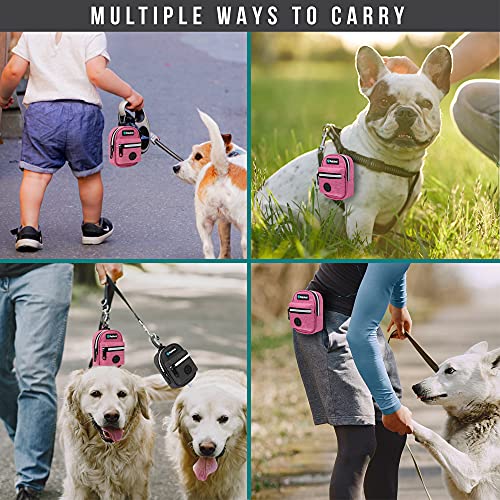 PetAmi Dog Poop Bag Holder for Leash, Waste Bag Dispenser Pet Pouch, Pink - color: Pink