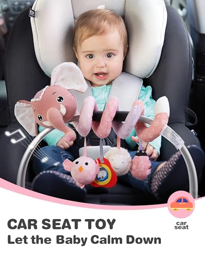 Jollybaby Baby Crib Stroller Car Seat Spiral Hanging Toy - Sz Pink Elephant - style: Sz Pink Elephant