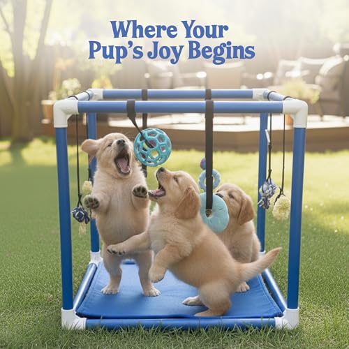 Race&Herd 19.5" Puppy Play Gym — Small Dog Jungle Activity Mat (Lime) - color: Lime