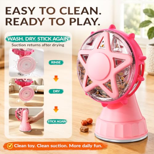 Interactive Cat Treat Dispenser Toy, 2-in-1 Slow Feeder & Wand Pink - color: Pink