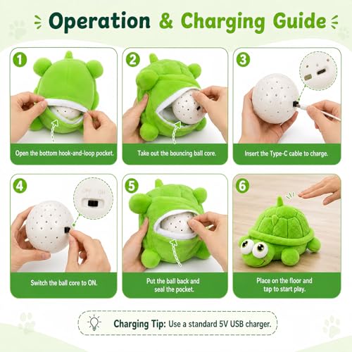 Interactive Dog Toys, Moving Turtle Dog Toy, Rechargeable Bouncing Ball Toy - color: Turtle