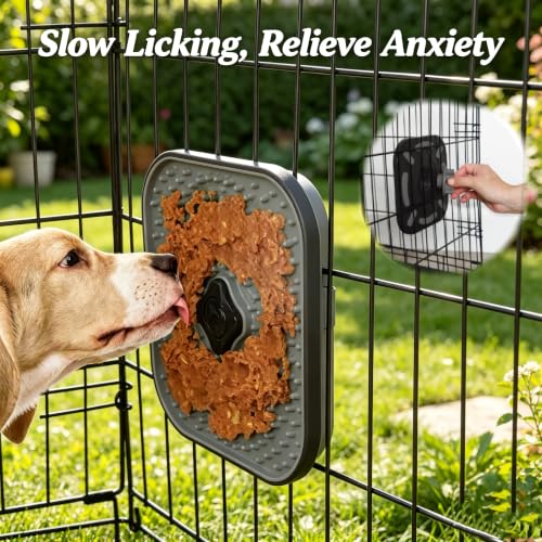 1 Pack 2-in-1 Dog Lick Mat with Twist Lock, Slow Feeder Lick Pad for Crate Mount & Floor Use, Anxiety Relief Interactive Dog Toy for Pet Training