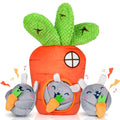 Interactive Hide and Seek Squeaky Dog Plush Toy for Small Dogs, Carrot and Bunny Set, 4 Pack Set