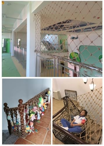 Safety Anti-Fall Fence Net for Children Pet Cat,Cargo Net Climbing Rope,Playground Woven Rope Net, Truck Trailer Netting, Treehouse Hammock Rope (Jute, 0.5Mx5M(1.64FTx16.40FT)) - size: 0.5Mx5M(1.64FTx16.40FT)