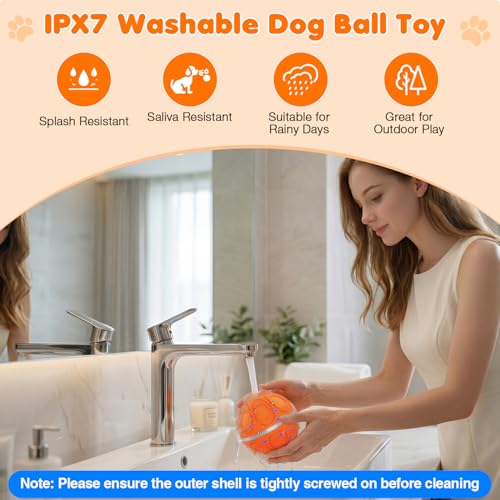 Interactive Dog Toys Ball – Automatic 3-Modes Active Rolling Balls (Orange) - color: Orange