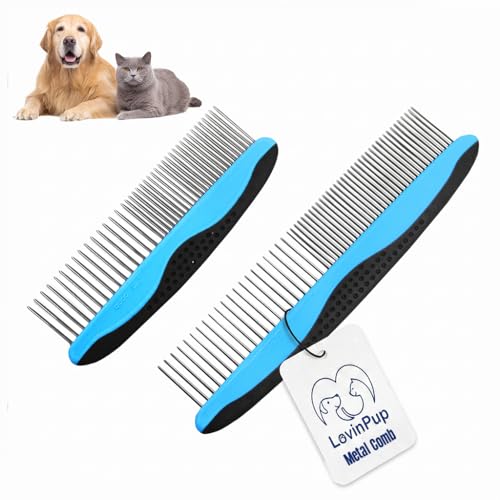 Pet Metal Comb for Dogs and Cats (2-Pack) – Detangling Comb - size: Comb
