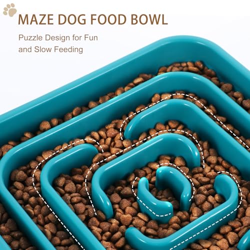 Slow Feeder Dog Bowls for Large Medium Dogs, Anti-Choking Slow Eating Maze Dog Food Bowl, Anti-Slip Slow Feeding Pet Puzzle Bowl,Green - color: green