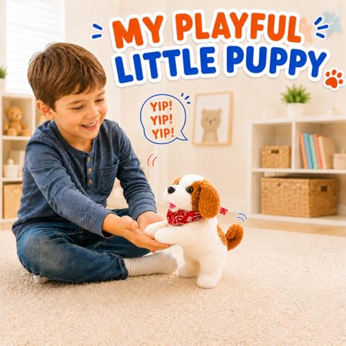 Liberty Imports Flip Over Puppy - Battery Operated Mechanical Jumping Little Pet Dog - Flipping Toy that Somersaults, Walks, Sits, Barks for Toddlers & Kids