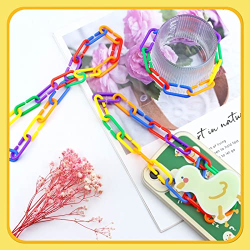 JIALEEY 100PCS Plastic Chain Links, Children's Learning Toy, Mix Color Rainbow DIY C-Clips Chains Hooks Swing Climbing Cage Toys for Bird Sugar Glider Rat Parrot - size: Bird, Rat