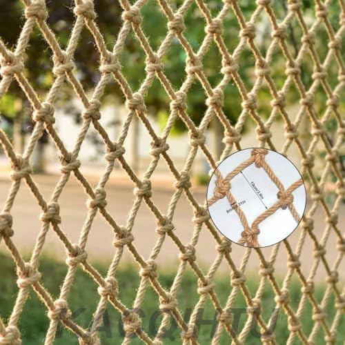 KACQIHTU Hemp Rope Net Child Safety Net Rope Fence Stairs Balcony Railings Garden Playground Safety Protection Rope Netting Climbing Net for Kids - size: 3.3X9.8ft