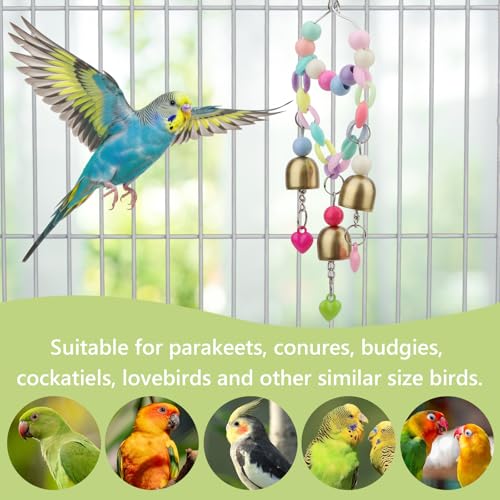 Hypeety Bird Bell Toy with Sweet Sound Cage Hanging Swing Bell for Parakeet - color: Bell Toy-3 bells (A)