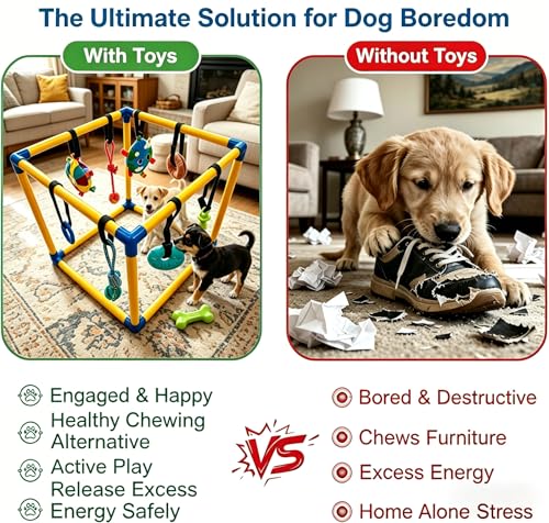 Puppy Play Gym Toys for Puppies - 8 Interactive Teething Dog Toys