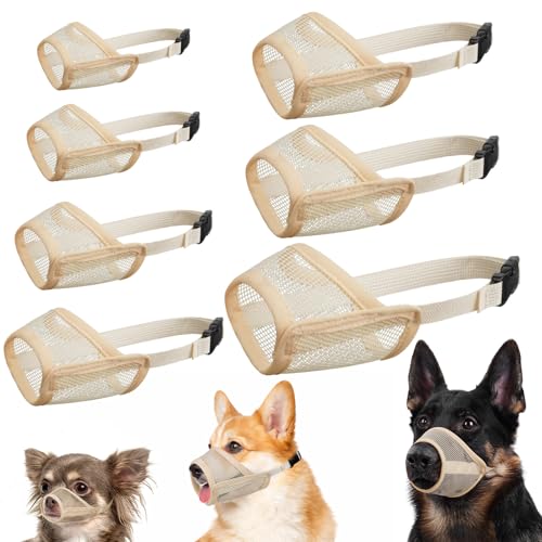 LUCKYPAW Mesh Dog Muzzle Suits for Small Medium Large Dogs Dog Muzzle Set - size: Full Size 7 PCS(XXS-XXL)
