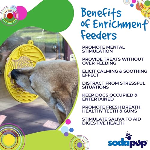 SodaPup Sun N Sea eMat – Durable Enrichment Feeder with Suction Cups Made in USA from Non-Toxic, Pet-Safe, Food Safe Rubber for Mental Stimulation, Avoiding Overfeeding, Calming, & More - color: Sun N Sea eMat Yellow