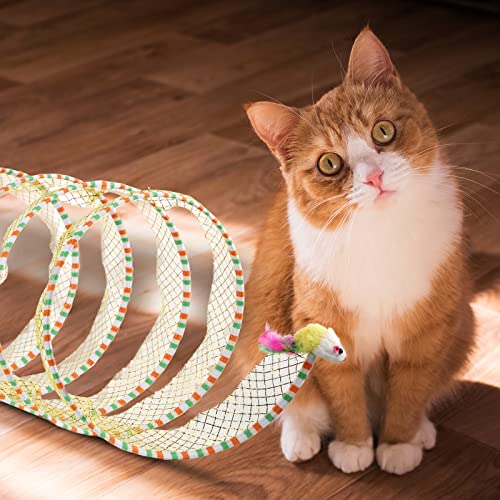 2pcs, Folded Cat Tunnel Spring, 10in Large Portable Cat Toy Spiral Tunnel