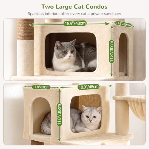 Globlazer 75in Tall Cat Tree Tower for Indoor Cats, F75B, Beige - color: Beige