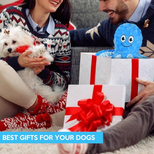 Letsmeet Squeaky Dog Toys Octopus Stuffed Crinkle Toy, Puppy Chew Toys for Teething, Durable Tug of War Interactive Plush Dog Toys for Puppies Small, Medium, and Large Dogs - style: Octopus