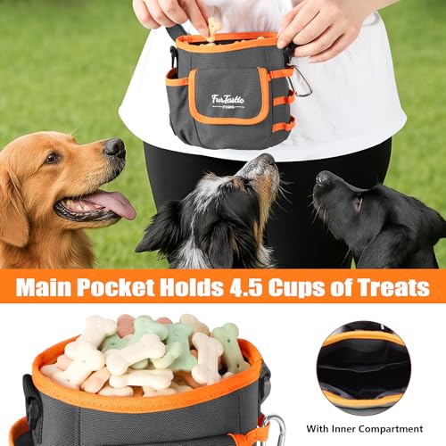 Dog Treat Pouch with Magnetic Closure for Pet Training - color: Dark Grey