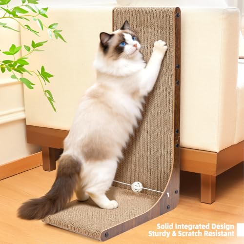 26.8 Inch Cardboard Cat Scratching Post for Indoor Cats 2-Pack - size: 26.8 Inch 2-Pack Walnut Color