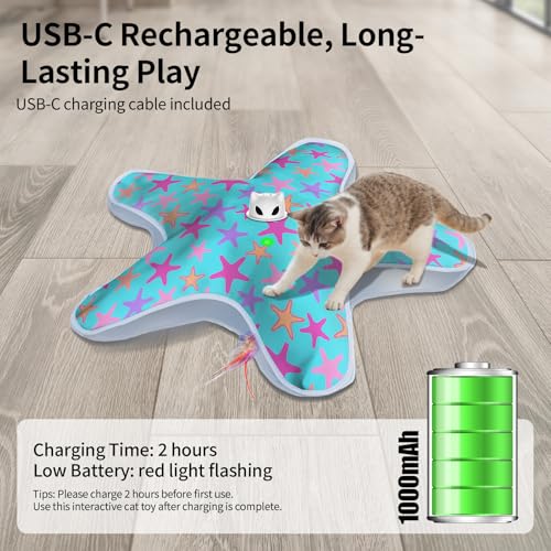 Interactive Cat Toys for Indoor Cats with Moving Concealed Feathers - color: Blue Purple