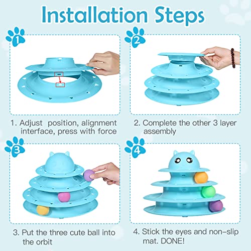 UPSKY 20 PCS Cat Toys Set with Teaser, Mice, Spring, and Various Ball Toys - color: B-Blue