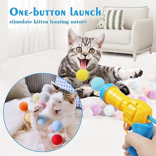 Mewlmart Interactive Cat Toys Cat Ball Launchers Enrichment Toys Pom Pom Balls50 Balls 1.2IN - size: 50 Pcs