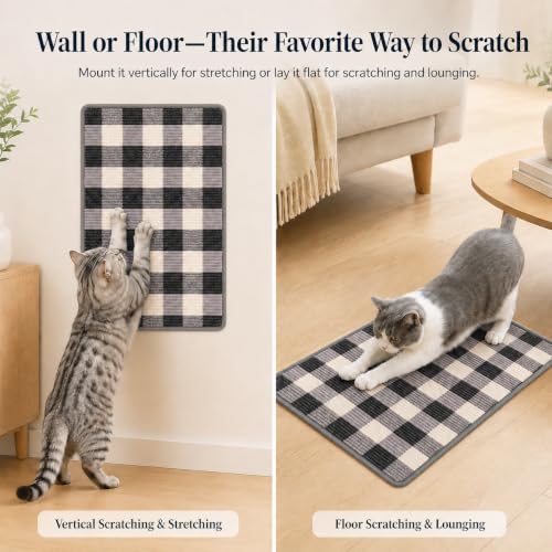 Cat Scratcher Mat, Natural Sisal Cat Scratch Pad for Cats - color: Black White