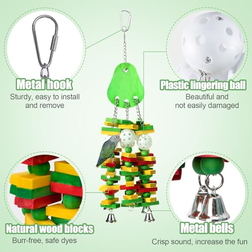 Large Bird Parrot Toys for Cockatoos African Grey Macaws Amazon Parrots - color: Green