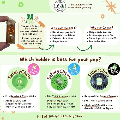 Bully Stick Holder for Dogs (SafetyChew, 1 Regular 6" Bully Stick, <16 lbs) - size: Small | Less Than 16 lbs