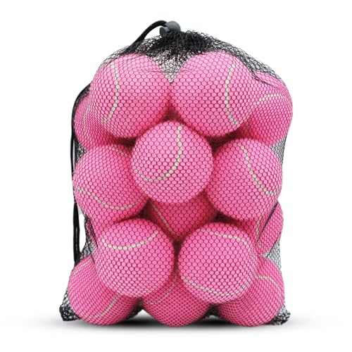 SHYUJAJIE Tennis Ball,20 Pack Practice Balls Bulk,Dog Balls with Mesh Bag - color: Pink