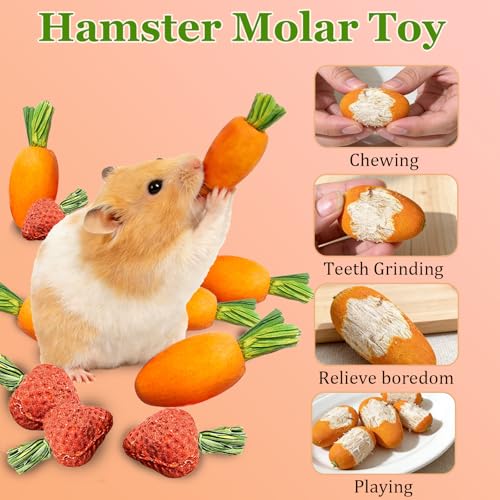 Hamiledyi Hamster Chew Toys Rabbit Chew Toys for Teeth Guinea Pig Treats Enrichment Habitat Decor for Bunny Chinchilla Gerbil Rat (13 Pcs) - size: 13 Pcs