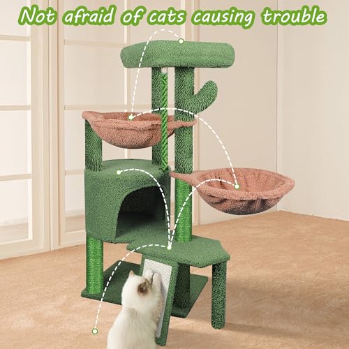 Wang Xin Three Layer Cat Tree with Cat Condo Scratch Pad and Two Hammocks,Green … - color: Green, size: Small