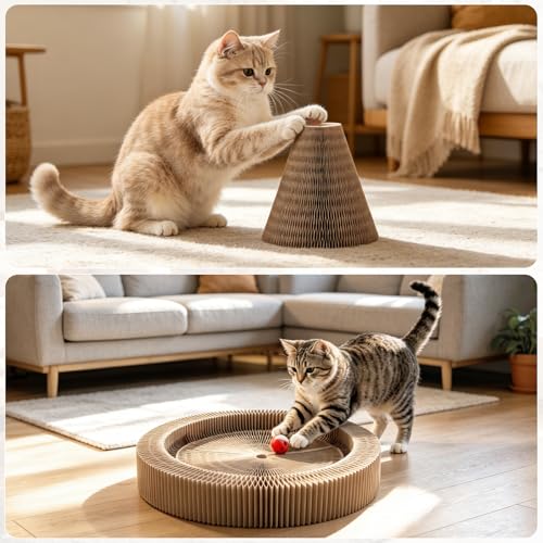 Cat Scratcher, Interactive Cat Toys for Indoor Cats Cardboard Scratch Pad