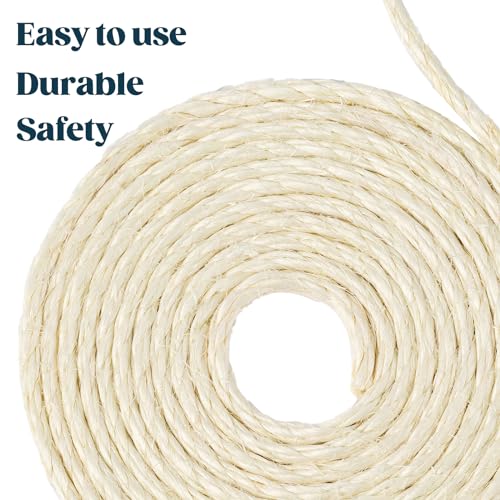 Natural Sisal Rope for Cat Scratcher and Scratching Post 1/4 Inch, 200 Feet - color: White, size: 1/4 inch by 200ft