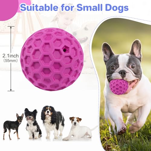DISSKNIC Tough Squeaky Dog Balls Puppy Toys, Interactive Dog Toys for Small Dogs, Puppy Chew Toys for Teething and Relax, Dogs Chew Toy Small Balls Dog Toys for Small Breed, Outdoor Dog Toy for Dogs - color: Rose Red, size: Small