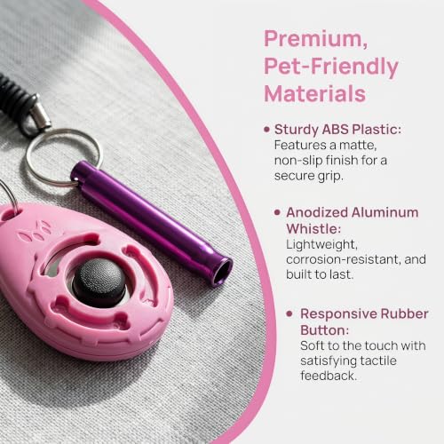 Dog Training Clicker, dog training & behavior aids, dog training kit (Pink) - color: Pink