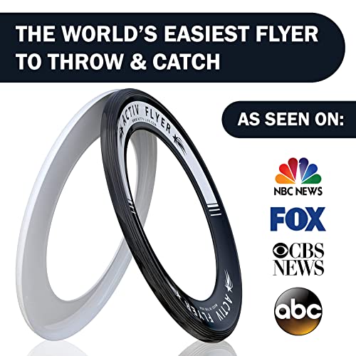 Activ Life Kid’s Flying Rings (2 Pack) They Fly Straight & Don’t Hurt, 80% Lighter Than Standard Rings - Replace Screen Time with Healthy Family Fun - Get Outside & Play - color: White/Black