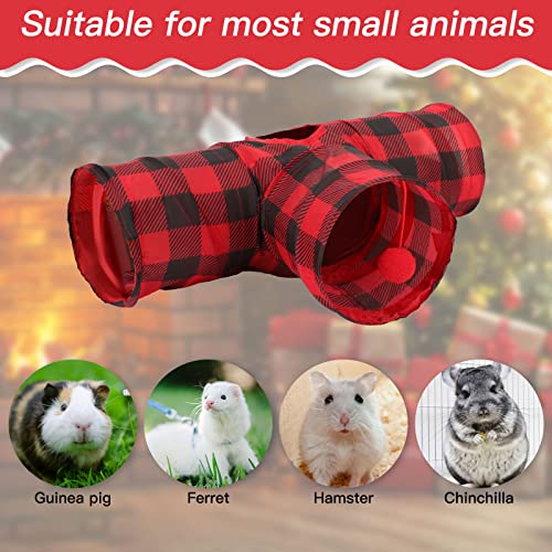 Rypet Guinea Pig Tunnel Hideout 3-Way Collapsible Small Pet Tubes, Red - color: Red