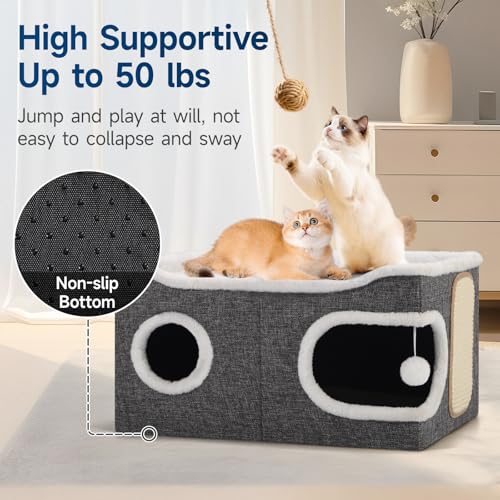 Shikha Extra Large Cat House Bed for Multi Cats with Scratch Pad Grey - color: Grey, size: Extra Large