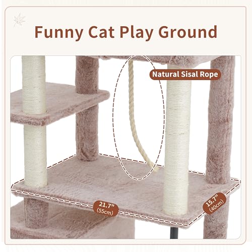 Gitelsnour Cat Tree, Cat Tower with Sturdy Steel Tube, Large Perch GCT024MU - color: Muchroom, size: 70.5 inches