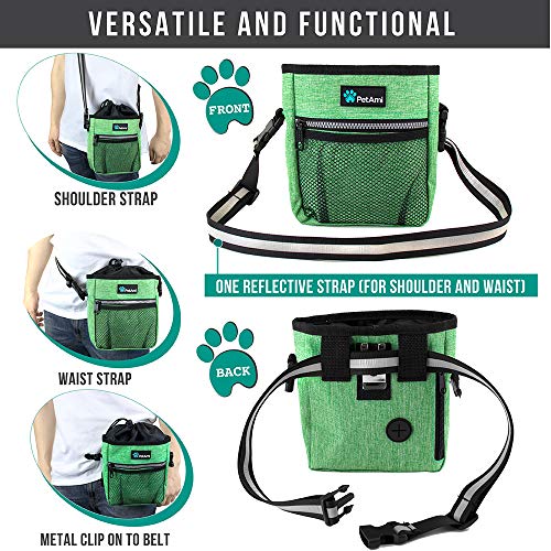 PetAmi Hands Free Dog Treat Pouch for Training and Walking, Green - color: Heather Green