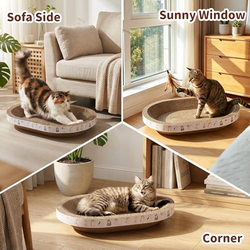 PatiencET Oval Cat Scratcher Bed for Indoor Cats with Catnip - size: Oval Narrow - 1 Pack